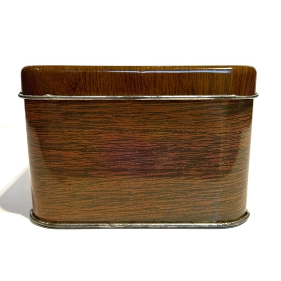 Vintage Village Art Litho Tin Box Brown Green Silver White House Trees Horses - Picture 5 of 15